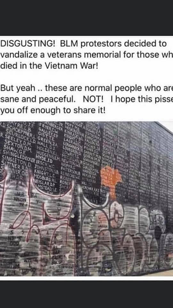 Did Black Lives Matter Protesters Deface a Vietnam War Memorial?