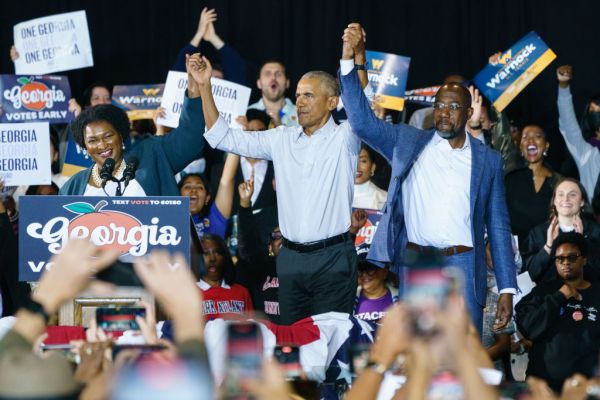 Former President Barack Obama Campaigns For Georgia Democrats Ahead Of Midterm Elections
