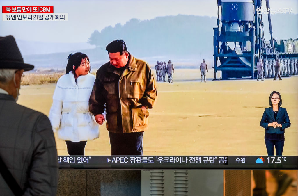 North Korean leader Kim Jong Un and his daughter. (Photo by KIM Jae-Hwan/SOPA Images/LightRocket via...