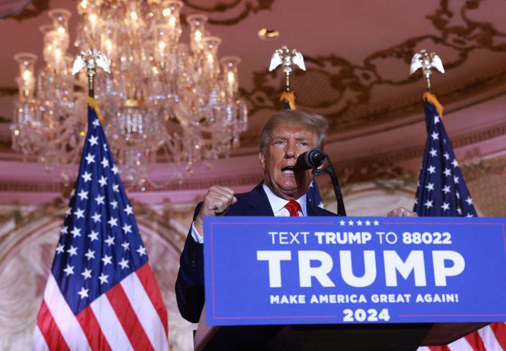 Former U.S. President Donald Trump  Makes An Announcement At His Florida Home