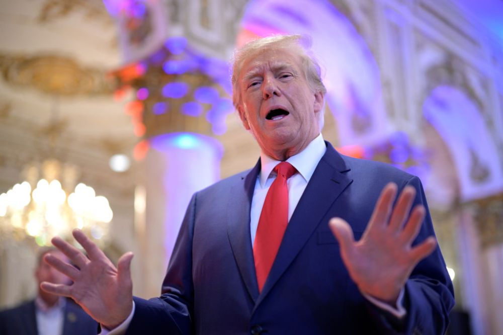 PALM BEACH, FL-NOVEMBER 8: Former President Donald Trump answer