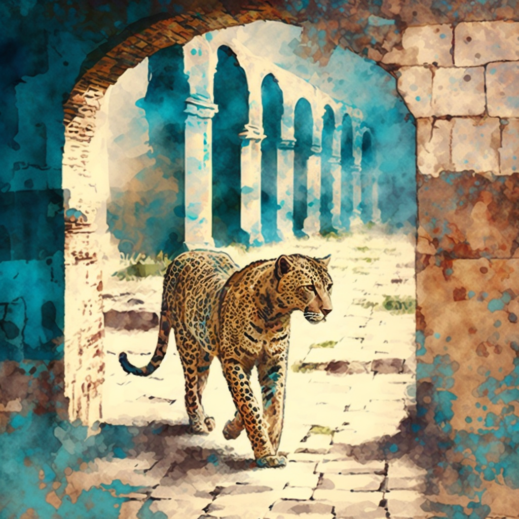 Leopard in ruins
