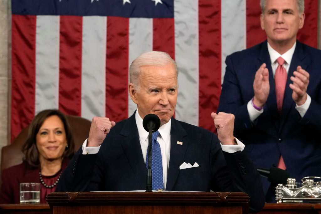 President Joe Biden delivers the State of the Union address on February 7, 2023. (Photo by Jacquelyn Martin-Pool/Getty Images)