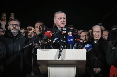 Turkish President Recep Tayyip Erdogan in Kahramanmaras
