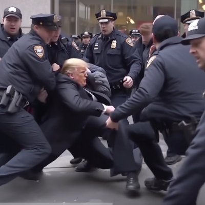 An AI-generated image of Trump via @EliotHiggins on Twitter.