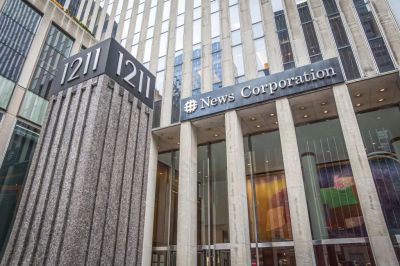 Entrance to Fox News headquarters at NewsCorp Building in