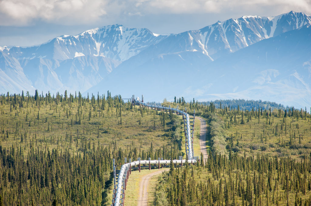 An oil pipeline in Alaska. (Photo by: Edwin Remsburg/VW Pics via Getty Images)