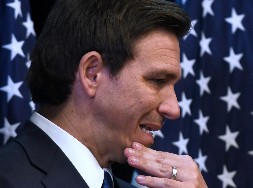 Florida Governor Ron DeSantis holds a press conference at