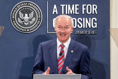 Governor of Arkansas, Asa Hutchinson speaks at the Ronald Reagan Presidential Library