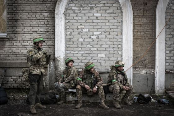 Ukrainian soldiers are seen on the frontline of Donetsk Oblast, Ukraine. (Photo by Muhammed Enes Yildirim/Anadolu Agency via Getty Images)