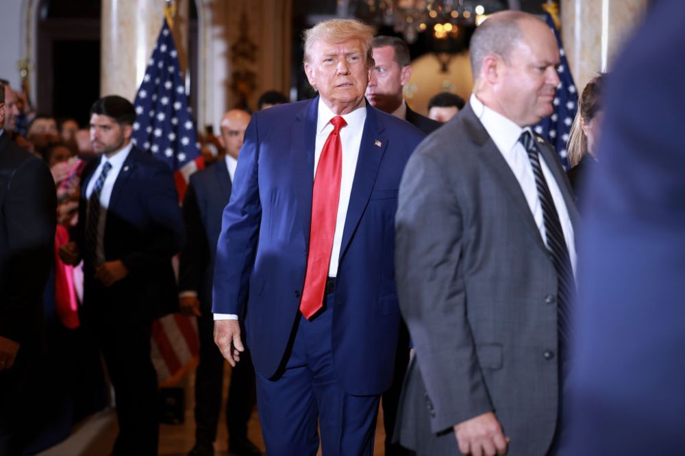 Former President Donald Trump Holds A Press Conference At Mar-a-Lago After Being Arraigned In New York