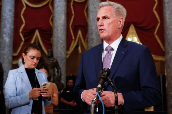 U.S. Speaker of the House Rep. Kevin McCarthy (R-CA) speaks to the media at the US Capitol on April 26, 2023 in Washington, DC. (Photo by Tasos Katopodis/Getty Images)