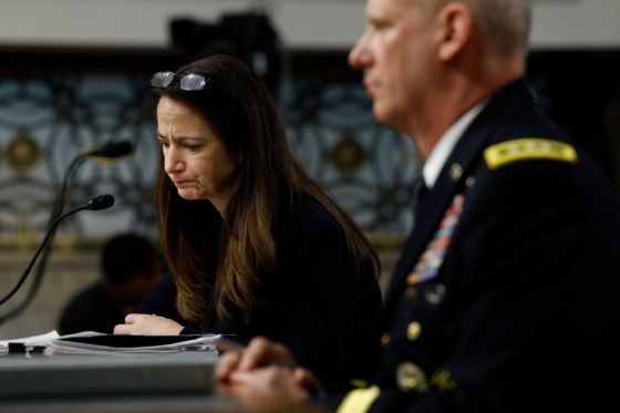 Director of National Intelligence Avril Haines and Defense Intelligence Agency Director Lt. Gen. Scott Berrier at a hearing with the Senate Armed Services Committee in Washington, DC. (Photo by Anna Moneymaker/Getty Images)
