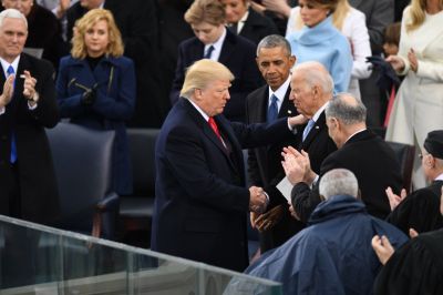 WASHINGTON, DC – JANUARY 20: President Donald J. Trump shakes h