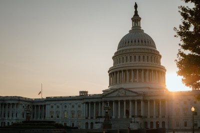 Sunset behind the US capitol dome