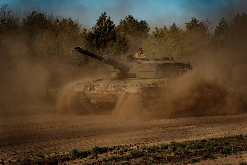Ukrainian troops train on Leopard 2 tanks. (Photo by Serhii Mykhalchuk/Global Images Ukraine via Getty Images)