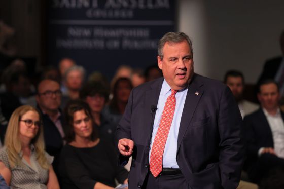 Former New Jersey Gov. Chris Christie speaks at an event at Saint Anselm College on June 06, 2023.  (Photo by Michael M. Santiago/Getty Images)