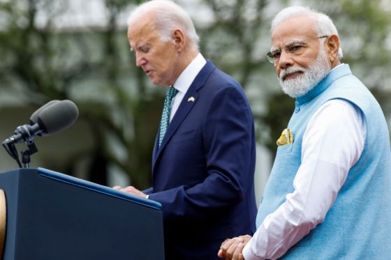 Indian Prime Minister Narendra Modi and U.S. President Joe Biden at the White House on June 22. (Photo by Anna Moneymaker/Getty Images)