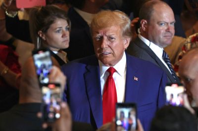 Former President Donald Trump Holds A Press Conference At Mar-a-Lago After Being Arraigned In New York