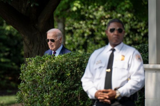 President Joe Biden walks to Marine One on the South Lawn of the White House on July 28, 2023 in Washington, D.C. (Photo by Drew Angerer/Getty Images)
