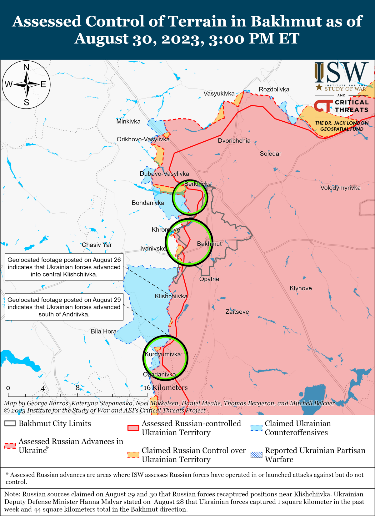 Bakhmut Battle Map Draft August 30,2023