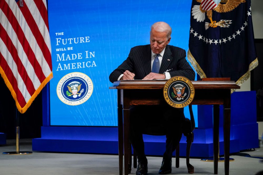 President Biden Signs Executive Order After Delivering Remarks On American Manufacturing