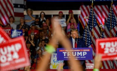 Donald Trump Holds A Campaign Rally In Erie, Pennsylvania