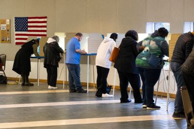 Voters cast their ballots at a polling station in Detroit