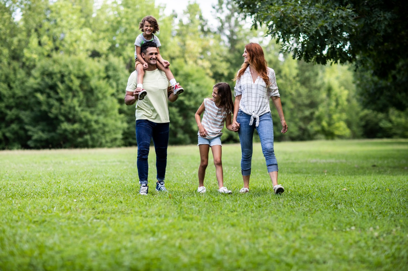 Family walking in the park