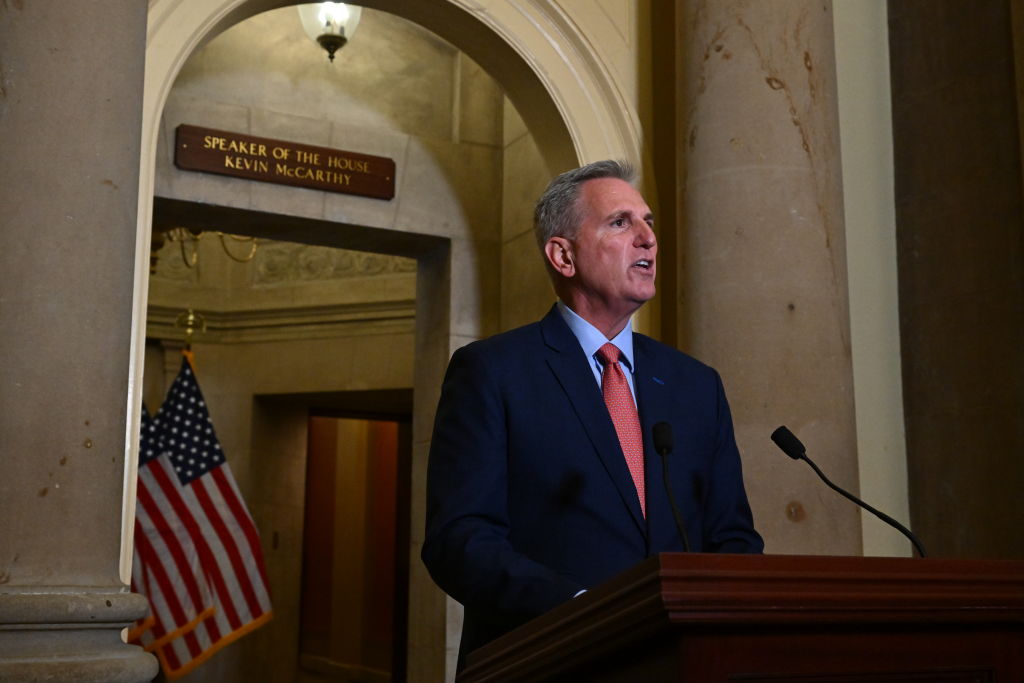 Speaker of the House Kevin McCarthy announces a formal impeachment inquiry into President Joe Biden on September 12, 2023. (Photo by Ricky Carioti/The Washington Post via Getty Images)