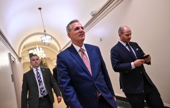 Speaker of the House Kevin McCarthy arrives for a House GOP Caucus meeting at the U.S. Capitol on September 14. (Photo by Ricky Carioti/The Washington Post via Getty Images)