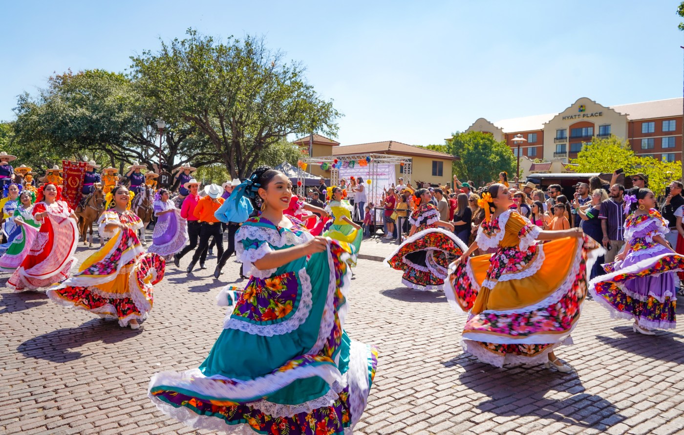 Beautiful Mexican Folkloric  Dancers at Hispanic Heritage Parade,  Fort Worth, Texas, United States