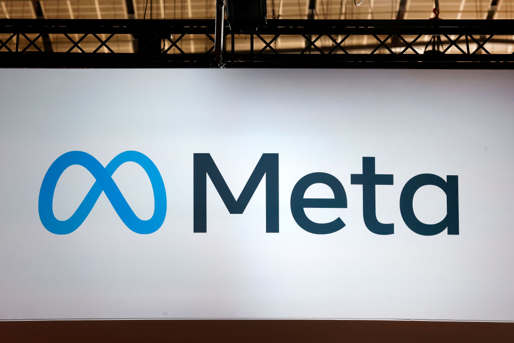 The Meta logo is displayed during the Viva Technology conference at Parc des Expositions Porte de Versailles on June 14, 2023 in Paris, France. (Photo by Chesnot/Getty Images)