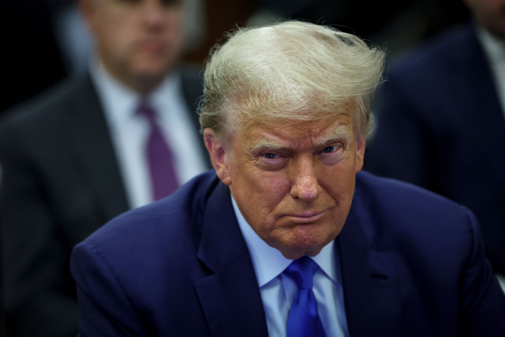 Former President Donald Trump sits in court during his civil fraud trial at New York State Supreme Court on October 24, 2023 in New York City.  (Photo by Mike Segar-Pool/Getty Images)
