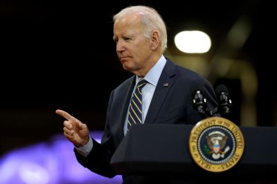President Biden Speaks On His Bidenomics Economic Plan And Its Investment In Passenger Rail At An Amtrak Facility In Delaware