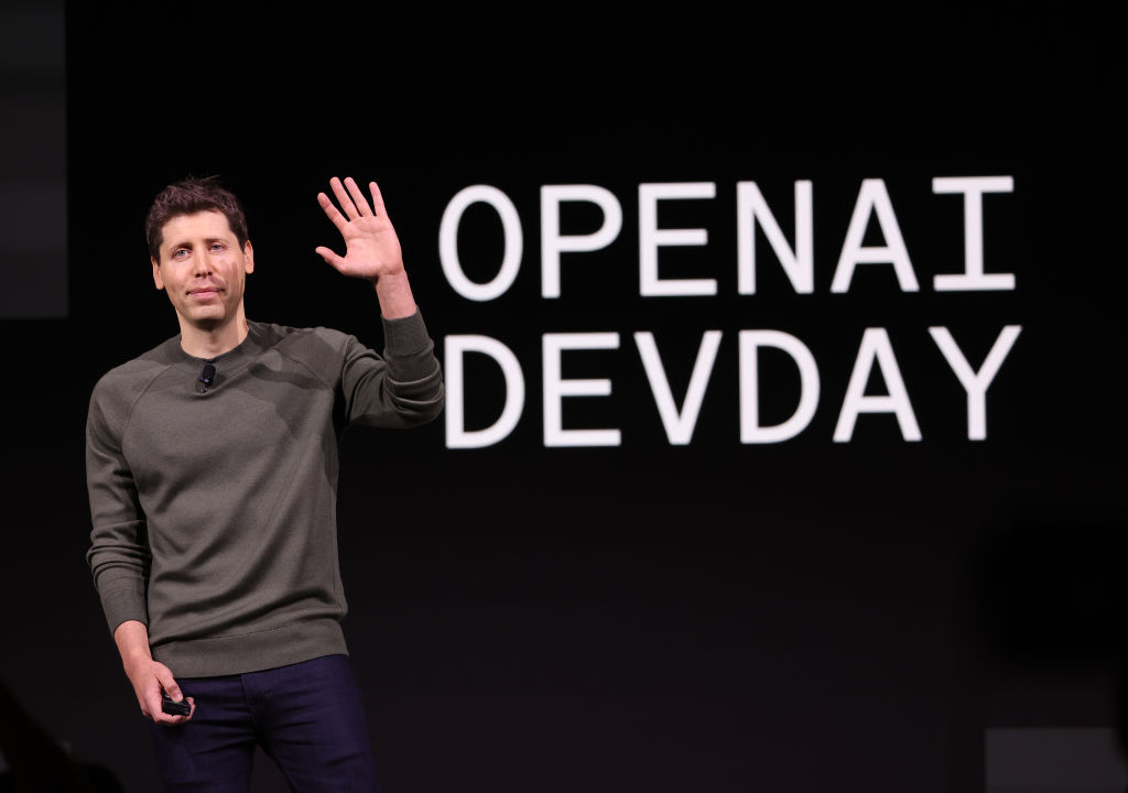 OpenAI CEO Sam Altman speaks during the OpenAI DevDay event on November 6, 2023 in San Francisco, California. (Photo by Justin Sullivan/Getty Images)