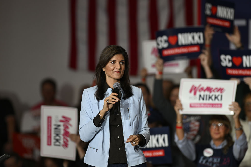 Former South Carolina Gov. Nikki Haley delivers remarks during a town hall campaign event in Bluffton, South Carolina, on November 27, 2023. (Photo by Peter Zay/Anadolu via Getty Images)