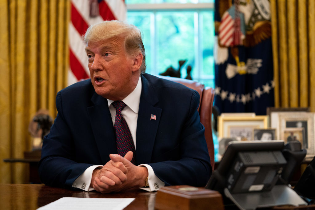 President Donald Trump speaks in the Oval Office on September 11, 2020. (Photo by Anna Moneymaker-Pool/Getty Images)