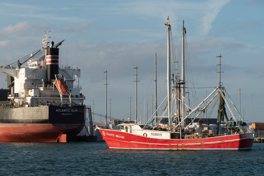 Port Canaveral, Florida, Commercial fishing vessel inbound to Port Canaveral.