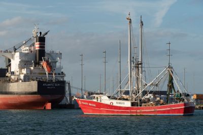 Port Canaveral, Florida, Commercial fishing vessel inbound to Port Canaveral.