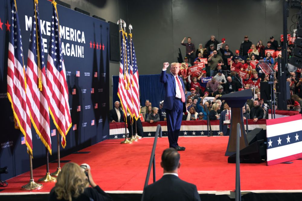 Donald Trump Holds Campaign Event In Clinton, Iowa As He Runs For President