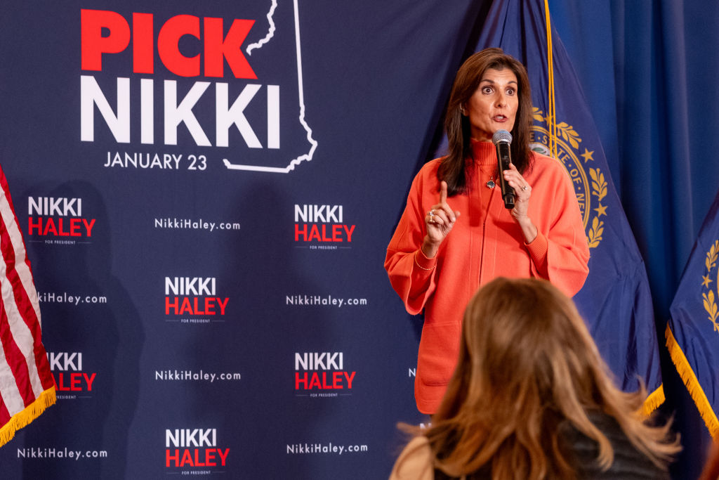 Republican presidential candidate Nikki Haley speaks at a campaign event on January 16, 2024, in Bretton Woods, New Hampshire. (Photo by Spencer Platt/Getty Images)