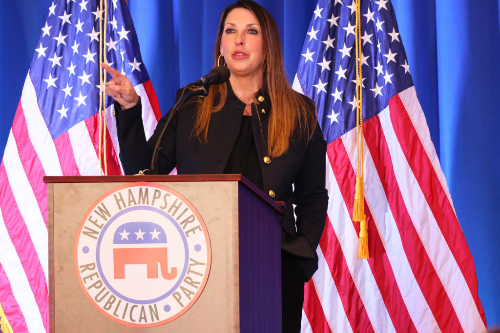 RNC Chairwoman Ronna McDaniel speaks during the 2023 First in the Nation Leadership Summit in Nashua, New Hampshire, on October 13, 2023. (Photo by Michael M. Santiago/Getty Images)