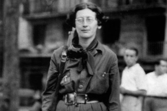 Simone Weil (1909-1943) french philosopher, here in 1936 during spanish civil war when she was in the Durruti Column