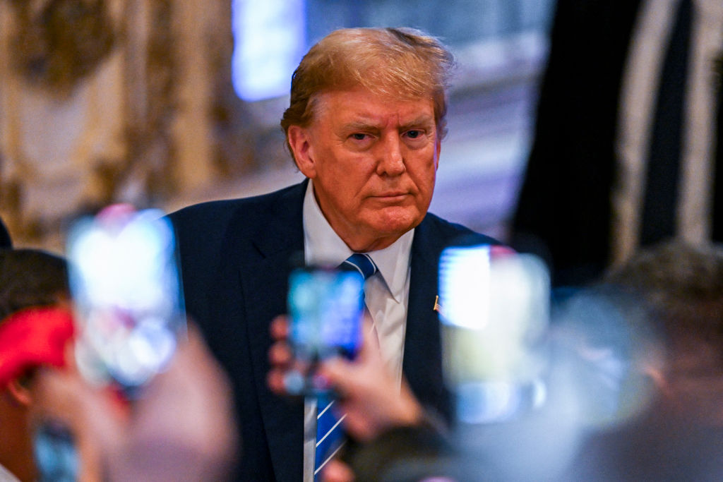 Former President Donald Trump attends a Super Tuesday watch party at Mar-a-Lago Club in Palm Beach, Florida, on March 5, 2024. (Photo by Chandan Khanna/AFP/Getty Images)