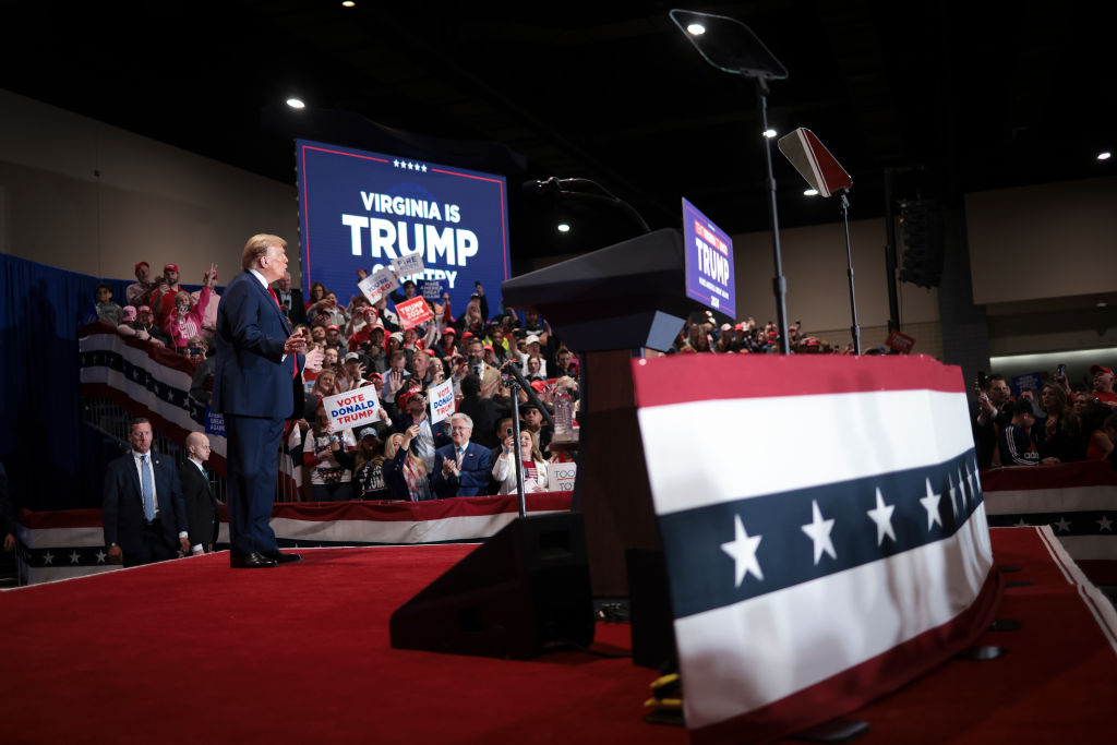 Former President Donald Trump arrives on stage during a rally on March 2, 2024, in Richmond, Virginia. (Photo by Win McNamee/Getty Images)