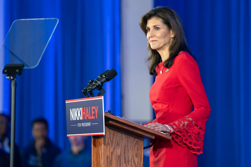 Former U.N. Ambassador Nikki Haley announces the suspension of her presidential campaign on March 6, 2024, in Daniel Island, South Carolina. (Photo by Sean Rayford/Getty Images)