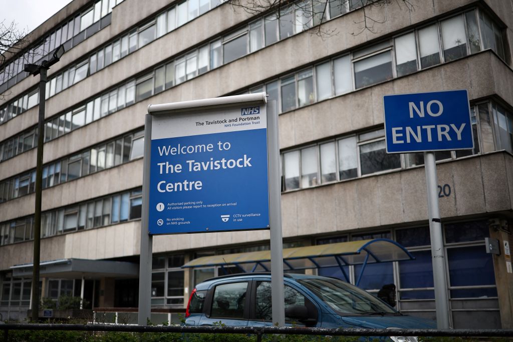 A photograph taken on April 10, 2024, in London, shows the entrance of the NHS Tavistock center, where the Tavistock Clinic hosted the Gender Identity Development Service (GIDS) for children until March 28, 2024. (Photo by HENRY NICHOLLS/AFP via Getty Images)