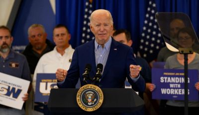 President Biden Speaks At The United Steel Workers Headquarters In Pittsburgh, Pennslyvania