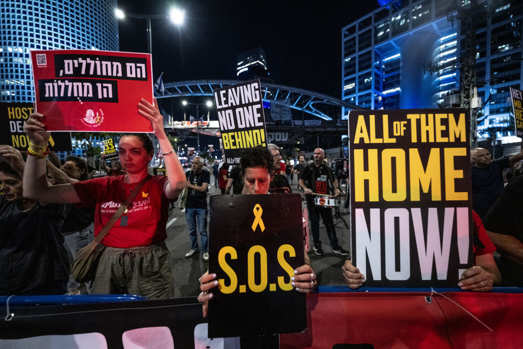 Relatives of Israeli hostages protest in Tel Aviv